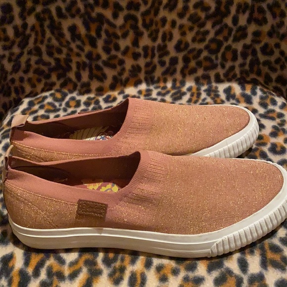 Blowfish Malibu Women’s Knit Glitter Slip On Sneakers Gold Mouve - Picture 4 of 16